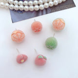 s925 Korean Lovely Fruit Earrings Creative Funny Flocking fruit earrings Cute Fun Earring Ear Jewelry personality Gift серьги
