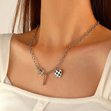 New Ins Love Chains Necklace Simple Retro Creative Lattice Heart-Shaped Bracelet Necklace for Women Girls Fashion Jewelry Gift daiiibabyyy