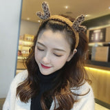 Autumn Winter Fleece Head Hoop For Women Children Cartoon Antlers Hair Hoop Fashion Xmas Hair Accessories Plush Simple Headband daiiibabyyy
