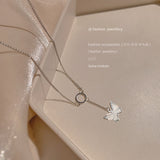 Korean Simple Titanium Steel Butterfly Necklace For Women 2022 New Ins Fashion Trend Clavicle Chain Net Red High-End Accessories daiiibabyyy