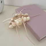 Silk Satin Wide Hair Hoop Shark Clip Elegant White Rose Flower Hair Accessories Fashion Geometric Hair Claws Hair Clip daiiibabyyy