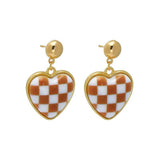 S925 Silver Needle Fashion Earings Cute Color-Jointed Lattice Heart Stud Earrings for Women Personality New Jewelry Pendientes daiiibabyyy