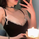 Harajuku Style Gothic Party Girls Jewelry Chokers White Lace Black Rope Chain Bow Statement Necklaces For Women Hip hop Choker daiiibabyyy