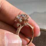 Daiiibabyyy Fashion Jewelry Women Engagement Ring Crystal Wedding Promise Crown Flower Rings for Women Jewelry Gifts