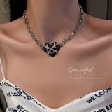 Fashion Simple Metal Alloy Silver Color Chain Ladies Necklaces Geometric Thorns Heart Pendant Collares Bijoux For Women Gifts daiiibabyyy