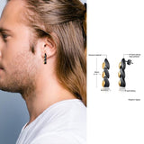 Daiiibabyyy MEN STUD EARRING STAINLESS STEEL HEALTH CARE STONE THERAPY ANTI FATIGU EARRINGS