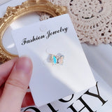 Daiiibabyyy 1Pcs Gradient Crystal Butterfly Stud Earrings For Girl Titanium steel Helix Screw Piercing Ear Bone Nails Tragus Earring Jewelry