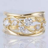 Dazzling Fashion Gold Filling Engagement Ring Women Sparkling Metal Inlaid Zircon Stone Wedding Ring Party Anniversary Jewelry daiiibabyyy