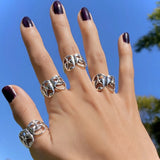 Lost Lady Retro Silver Black Skull Skelton Heart Rings Trendy Hiphop Punk Antique Finger Rings for Women Party Jewelry Gift daiiibabyyy