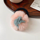 Plush Flower Hair Rope For Women Simple Daily Versatile Fashion Hair Accessories Two-color Hair Rope Elastic Hair Tie Gentle daiiibabyyy