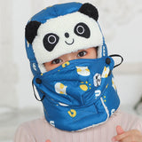 Winter Bomber Hats for Girls Boy Winter Hats Cap with Scarf Neck Masks Animal Cotton Snow Cap Earflaps Russian Hat Mask Warm daiiibabyyy