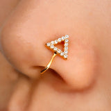 1Pc Crystal Triangle Fake Nose Ring Non Piercing Clip On Nose Ring Indian Style Nose Cuff Fake Piercing Septum Nariz Gem Jewelry daiiibabyyy
