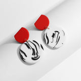 2022 Trendy Handmade Polymer Clay Earrings Geometric Drop Pendant Unique Design Painting Blooming Long Statement Earrings daiiibabyyy