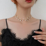 Lost Lady 2022 New Women's Neck Chain Kpop Pearl Choker Necklace Gold Color Jewelry Clavicle Chain Elegant Collar For Girl daiiibabyyy