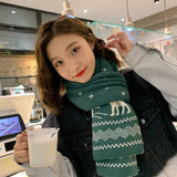 Red Christmas Elk Snowflake Scarf Women's Scarf Winter Female Autumn and Winter Warm Knitted Wool Scarf шарф женский daiiibabyyy
