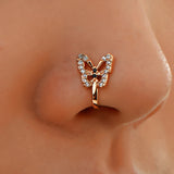1Pc Crystal Butterfly Fake Nose Ring Non Piercing Clip On Nose Ring Indian Style Nose Cuff Fake Piercing Septum Nariz Jewelry daiiibabyyy