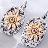 Vintage Accessories Unusual Korean Fashion Jewelry Gold Silver Color Sunflower Female Statement Dangle Earrings Gifts for Women daiiibabyyy