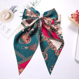Girl Flower Print Oversized Bow Knot Hairgrips Bohemian Hair Bow Elegant Satin Hair Clips Hair Accessories Ponytail Holder daiiibabyyy