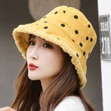 Fisherman Cap Women's Winter Hat 2022 New Women Warm Bucket Hats Lady Dots Star Print Outdoor Panama Hat for Women зима daiiibabyyy