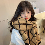 Winter Couple Tide Scarf Plaid Double-sided Warmth Female Knitted Thick Soft Dual-use Shawl Echarpe Femme Hiver Luxe daiiibabyyy