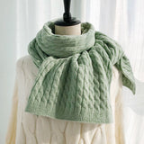 Kitted Long Winter Scarves For Women Scarf Blanket Cashmere Soft Shawl Hand knitting Scarf Solid Color Thicken Warm Scarf Girls daiiibabyyy