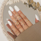 2022 New Creative Fashion Personality Alloy Ring Female Ins Cool Style Simple Inlaid Rhinestone Joint Ring 10-piece Set daiiibabyyy