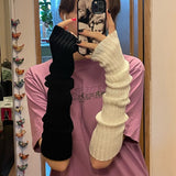 New Long Fingerless Gloves Womens Winter Warmer Knitted Arm Sleeve Fine Casual Soft Girl Goth Clothes Women Punk Gothic Gloves daiiibabyyy