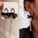 Drop Earrings for Women Crystal Bow Earrings Sweet Fashion Simple Tassel Earrings Earrings Jewelry Accessories Wholesale daiiibabyyy