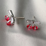 Fashion Personality Cherry Small Stud Earrings For Women Chic Cute Red Crystal Fruit Earring Bijoux oorbellen daiiibabyyy