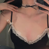 Daiiibabyyy Harajuku Style Gothic Party Girls Jewelry Chokers White Lace Black Rope Chain Bow Statement Necklaces For Women Hip hop Choker
