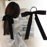Soft Velvet Hair Scrunchies For Women Bow Streamer Hair Tie Girls Elastic Hair Bands Ponytail Holder Girls Hair Accessories daiiibabyyy
