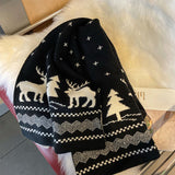 Red Christmas Elk Snowflake Scarf Women's Scarf Winter Female Autumn and Winter Warm Knitted Wool Scarf шарф женский daiiibabyyy