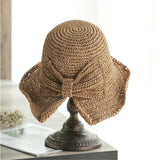 Womens Straw Hat Sun Hat for Women Beach Cap Summer Hats UV Protection, Ladies Foldable Fashion Bow Hats Brimmed daiiibabyyy
