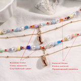 2 Pieces Crystal Letter Shell Pendant Pearls Beaded Necklace For Women Natural Stone Bead Choker Initial Name DIY Jewelry Gift daiiibabyyy