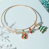 New Trendy Christmas Gift Socks Xmas Tree Snowflake Pendant Charm Double Layer Christmas Bracelet For Women Girl Fashion Jewelry daiiibabyyy