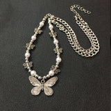 Gothic Butterfly Pendant Necklace for Women Choker Aesthetic Grunge Chain accessories IGIRL Indie Collar Jewelry Friends Gift daiiibabyyy