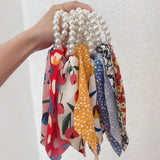 2022  Pearl Elastic Rubber Bands For Girl Bow Print Fashion Hair Accessories Hair Ties 2021 New Korea Women Hair Ropes 28 Style daiiibabyyy