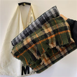 Fashion Women Long Shawl Winter Women Oil Painting Scarf British Retro Plaid Cashmere Scarf Warm Luxury Winter Women Scarves daiiibabyyy