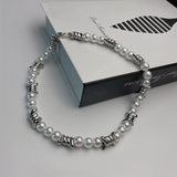 Fine Fashion Imitation Pearl Beaded Geometric Thorns Statement Necklaces Hip hop Women Men Punk Jewelry Trendy Popular Necklace daiiibabyyy