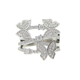 Daiiibabyyy silver color butterfly finger ring for women new cubic zirconia cz jewelry