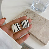 2021 New Modern Fashion Black and White Zebra Geometric Square Round Earrings Gothic Girls Simple Jewelry Accessories For Woman daiiibabyyy
