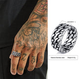 Daiiibabyyy Vintage Ring Man, Stainless Steel Twisted Rope Design Textured Pattern Ring, Men's Jewelry