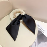Solid Color Bow Streamers Hair Rope Ponytail Holder Hair Scarf Bowknot Elastic Hair Bands Ribbon Pearl Hair Scrunchies daiiibabyyy