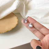 Daiiibabyyy Korean Fashion Female Luxury Crystal Zirconia Earrings Vintage Stone Jewelry Simple Small Stud Earrings For Women Girl Gifts