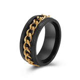 Punk Stainless Steel Black Rings For Men Women Cool Rotatable Chain High Quality Couples Ring Jewelry Party Gift daiiibabyyy