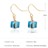 Daiiibabyyy Vintage Colorful Cube Transparent Crystal Pendant Earring For Women Fashion Simple Exquisite Cute Ear Studs All-match Jewelry