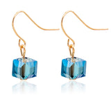 Daiiibabyyy Vintage Colorful Cube Transparent Crystal Pendant Earring For Women Fashion Simple Exquisite Cute Ear Studs All-match Jewelry