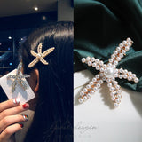 Hair Clips for Women New Style Fashion Pearl Crystal Hairpin Starfish Shell Hair Accessories for Women Jewelry Wholesale daiiibabyyy
