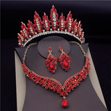 Daiiibabyyy Gorgeous Crystal Crown Bridal Jewelry Sets Wedding Necklace Tiaras Sets for Women Diadem Necklace Earrings Costume Jewelry
