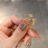 Exquisite Shining Star Gold Open Rings Korean Fashion Jewelry Party Girl's Luxury Accessories Student Gift Ring For Woman 2021 daiiibabyyy